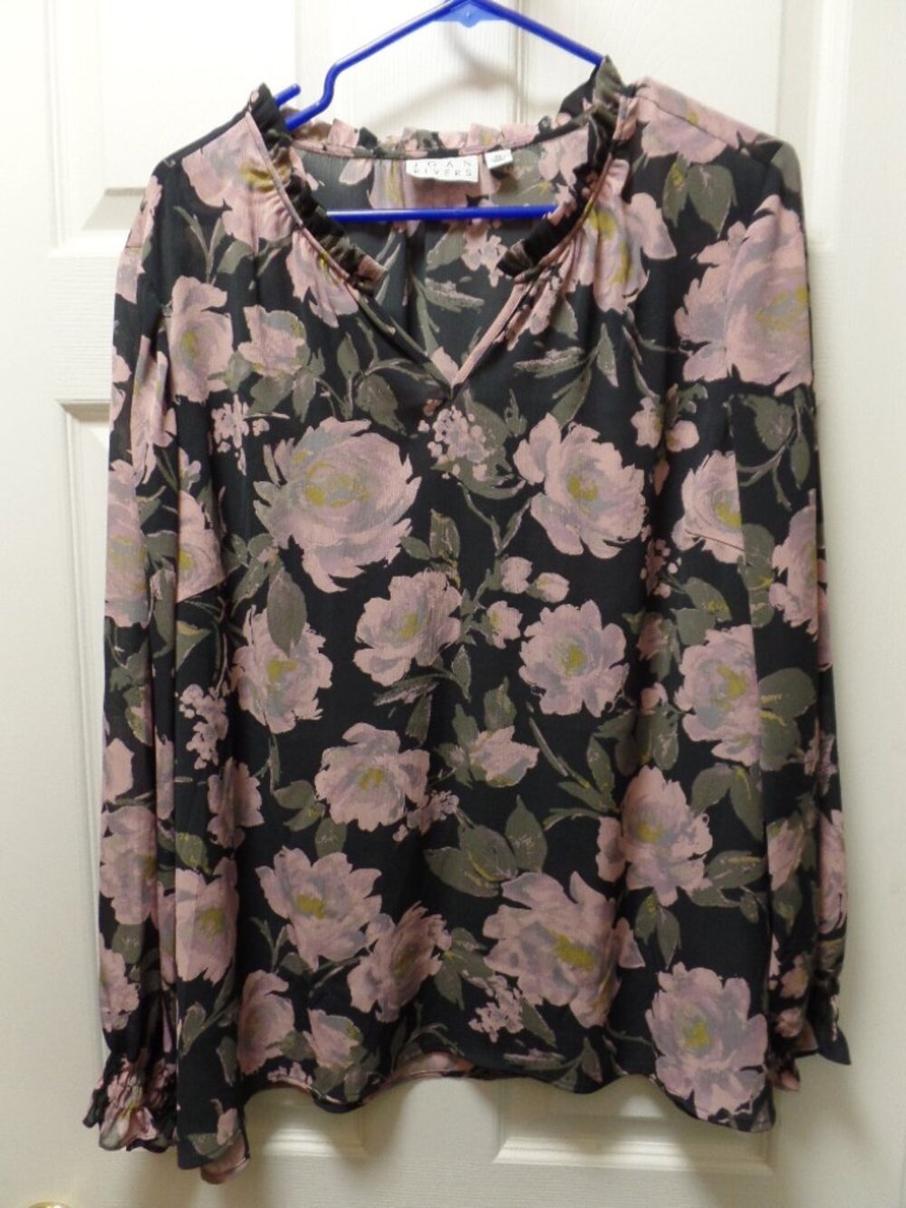 *NWoT* Joan Rivers XL 18 20 V Neck Pullover Muted Floral Romantic Lady Blouse